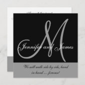 Monogramme Faire-part de mariage blanc (Devant / Derrière)