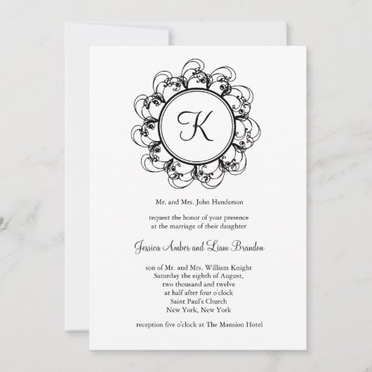 Monogramme Faire-part de mariage (blanc) (Devant)