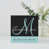 Monogramme Faire-part de mariage bleu disant des n (Debout devant)