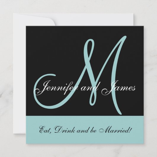 Monogramme Faire-part de mariage bleu disant des n (Devant)