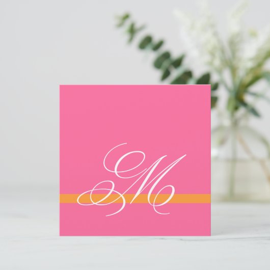 Monogramme Faire-part de mariage d'argent rose (Debout devant)