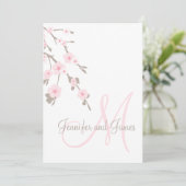 Monogramme Faire-part de mariage en fleurs de ceri (Debout devant)