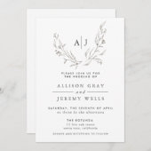 Monogramme Faire-part de mariage floral (Devant / Derrière)