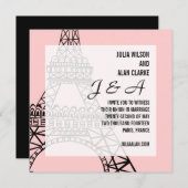 Monogramme Faire-part de mariage Paris rose (Devant / Derrière)