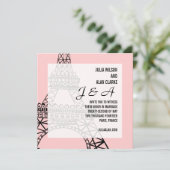 Monogramme Faire-part de mariage Paris rose (Debout devant)