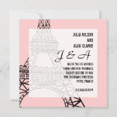 Monogramme Faire-part de mariage Paris rose (Devant)