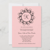 Monogramme Faire-part de mariage (rose) (Devant)