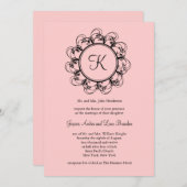 Monogramme Faire-part de mariage (rose) (Devant / Derrière)