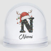 Monogramme Famille Noël Antlers Santa Hat PHOTO (Avant)