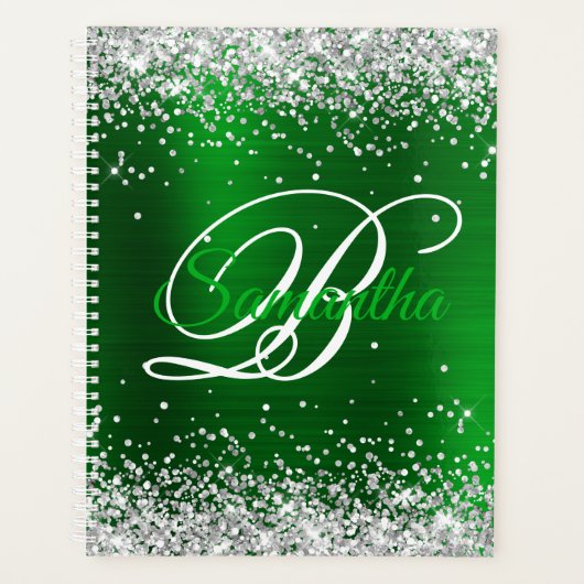 Monogramme fantaisie en papier d'aluminium vert ém (Devant)
