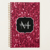 Monogramme faux scintillements rose rouge magenta (Devant)