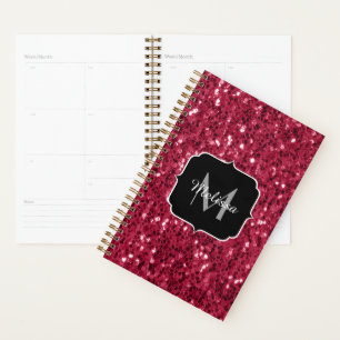 Monogramme faux scintillements rose rouge magenta