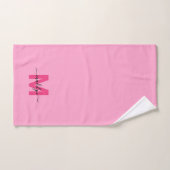 Monogramme Féminin Rose Script Nom (Serviette à main)