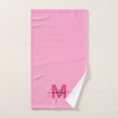 Monogramme Féminin Rose Script Nom (Serviette à main)