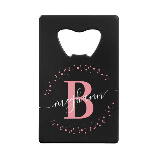 Monogramme Féminin Simple Rose Noir (Devant)