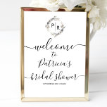 Monogramme Fête des mariées Affiche de bienvenue<br><div class="desc">Un simple chic monogramme aquarelle gris floral, crème et beige douche nuptiale panneau en mousse d'accueil. Facile à personnaliser avec vos détails. Boho moderne douche nuptiale bienvenue panneau en mousse modifiable, personnalisable, calligraphie police manuscrite, simple, élégant. PERSONNALISATION : Si vous avez besoin de personnalisation de la conception, veuillez me contacter...</div>