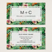 Monogramme Feuille Tropical Cartes de visite (Devant & derrière)