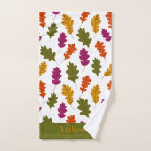 Monogramme Feuilles d'automne Couleurs Jaune Vert (Serviette à main)