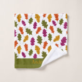 Monogramme Feuilles d'automne Couleurs Jaune Vert (Gant de toilette)
