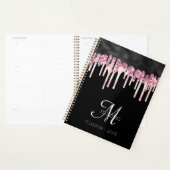 Monogramme Fille Noir et rose Parties scintillant  (Devant avec enveloppe)