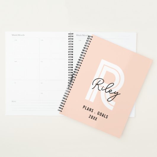 Monogramme Fille Script Blush rose mignon Retro te (Devant avec enveloppe)