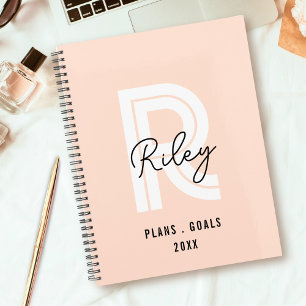 Monogramme Fille Script Blush rose mignon Retro te