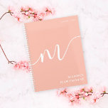 Monogramme fillette Calligraphie Coral Blush rose<br><div class="desc">Monogramme fillette Calligraphie Coral Blush Pink Planner. Facile à customiser féminin et élégant monogramme de typographie de script. Idée cadeau de nom monogrammé parfait!</div>