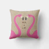 Monogramme Flamant rose de baisers Coussin de plag (Verso)
