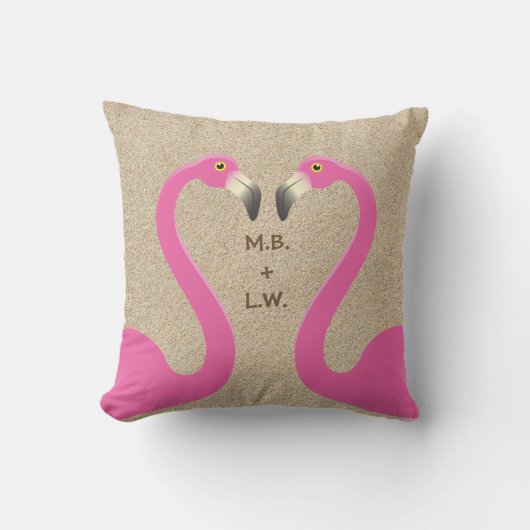 Monogramme Flamant rose de baisers Coussin de plag (Recto)