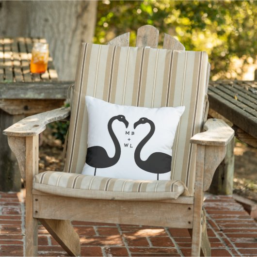 Monogramme Flamants roses de baiser Blanc Coussin  (Chaise)