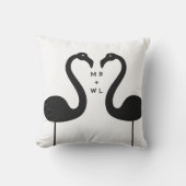 Monogramme Flamants roses de baiser Blanc Coussin  (Recto)