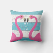 Monogramme Flamants roses de baiser Coussin Turquo (Verso)