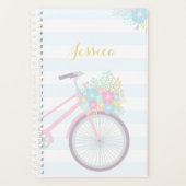Monogramme Fleur Bicyclette Cute Pastel Planner (Devant)