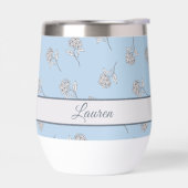 Monogramme Fleur Botanique Intemporelle Bleu Clair (Gauche)