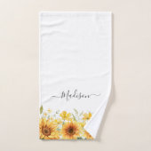 Monogramme Fleur Jaune Tournesol Floral Botanique (Serviette à main)
