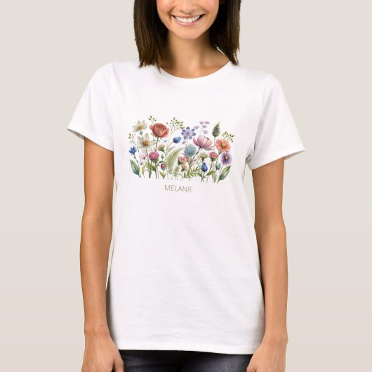 Monogramme Fleur sauvage coloré T-shirt (Devant)