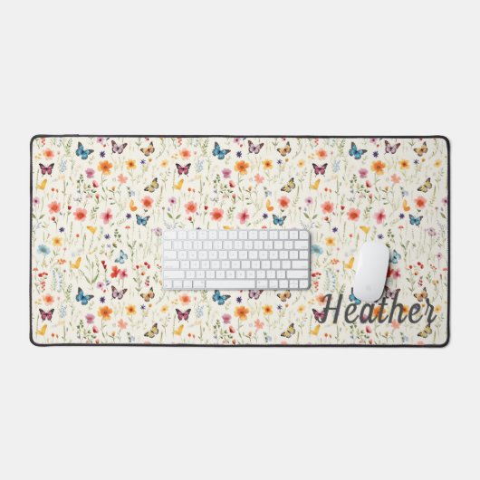 Monogramme fleur sauvage et papillons (Clavier et souris)