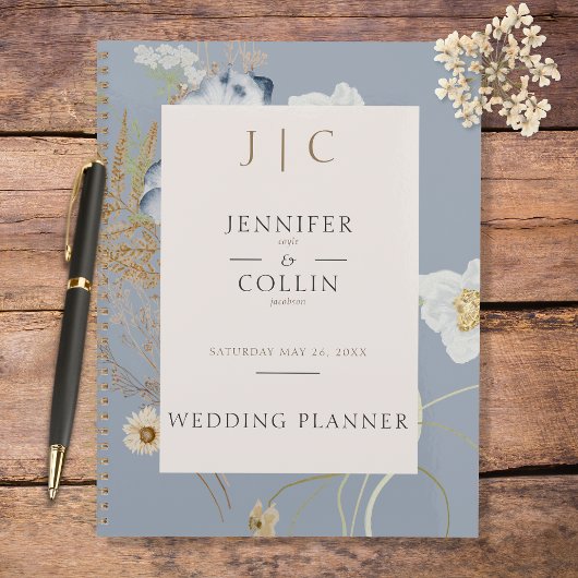 Monogramme Fleur sauvage rustique Dusty Blue