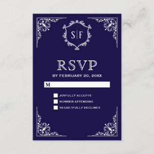 Monogramme fleuri bleu de minuit RSVP