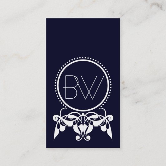 Monogramme fleurit [bleu] Carte de visite (Devant)