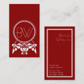 Monogramme fleurit [rouge] Carte de visite (Devant / Derrière)