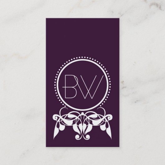 Monogramme fleurit [violet] Carte de visite (Devant)