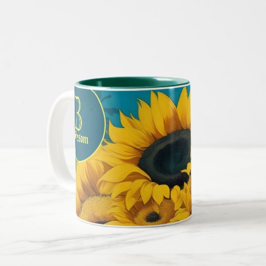 Monogramme Fleurs de soleil Vincent Van Gogh Mugs (Devant gauche)