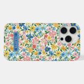 Monogramme Fleurs Ditsy Bleu et Jaune (Verso Horizontal)