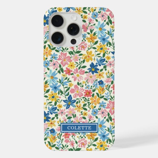 Monogramme Fleurs Ditsy Bleu et Jaune (Verso)
