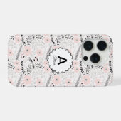 Monogramme Fleurs Fantaisistes Rose Gris (Verso Horizontal)