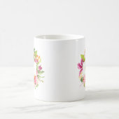 Monogramme Fleurs Vintages Pink Purple Mug (Centre)