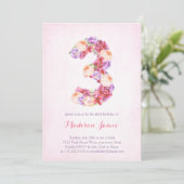 monogramme floral 3ème anniversaire cartes pour fi (Debout devant)