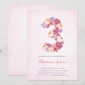 monogramme floral 3ème anniversaire cartes pour fi (Devant / Derrière)