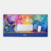 Monogramme floral à l'encre d'alcool bleu orange s (Clavier et souris)